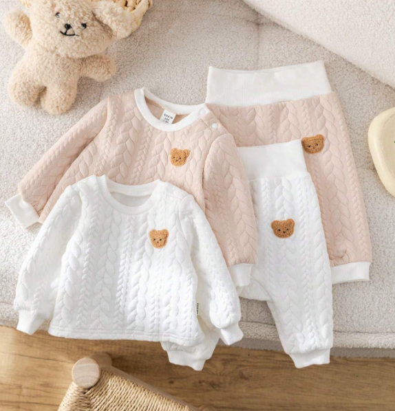 Conjunto de pantalón con cintura elástica y Top de manga larga c