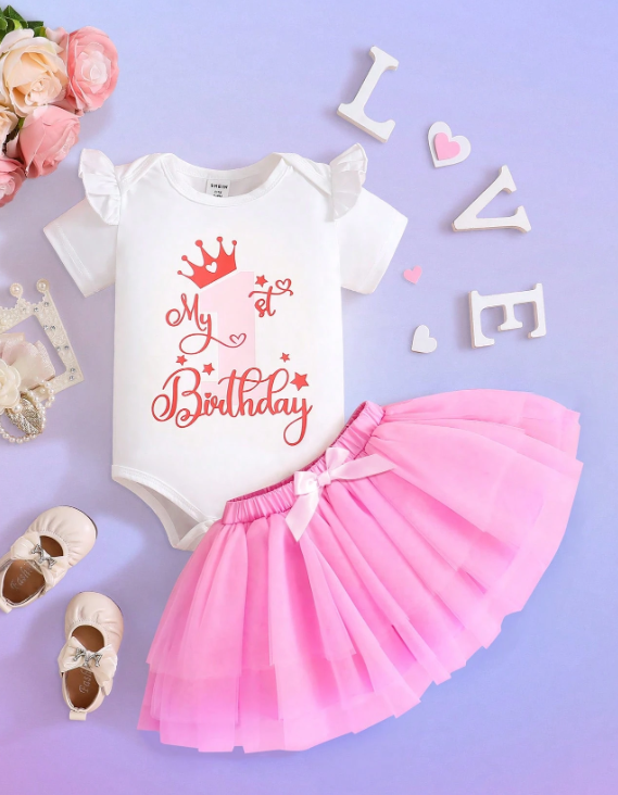 Conjunto de 2 piezas para el primer cumpleaños de niña