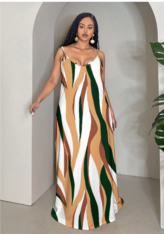 Vestido de talla grande casual/festivo con estampado de rayas