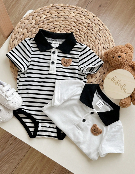 Set de 2 piezas de raniper casual con rayas