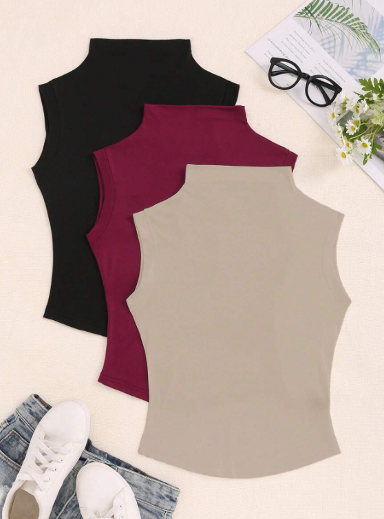 Camiseta de cuello alto para mujer